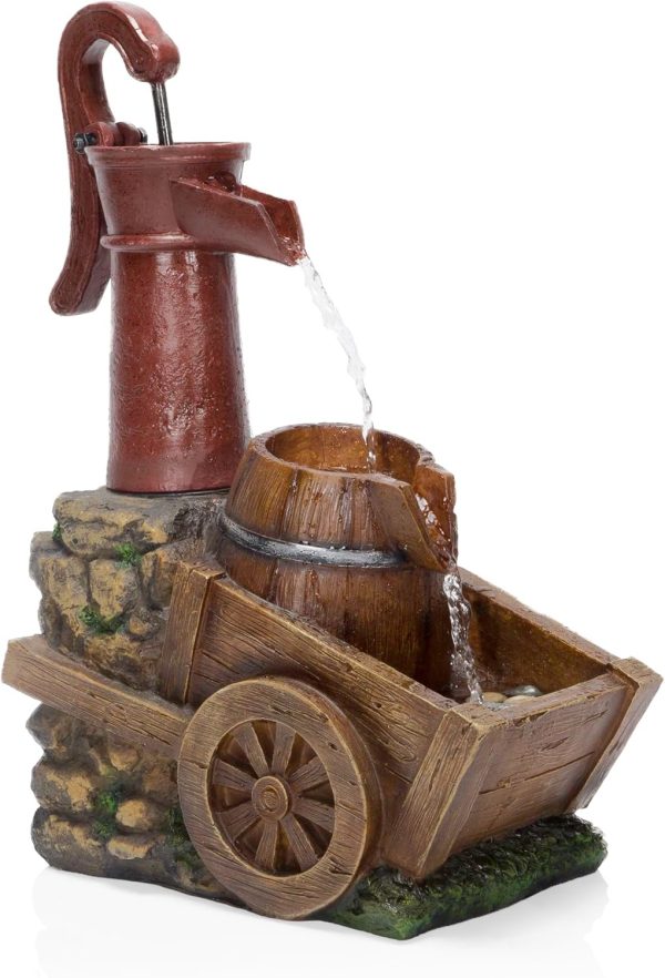 Alpine Corporation ZEN409S 24" Indoor/Outdoor Floor Tiered Barrels and Buckets Fountain, Rustic 4-Tier – Water Feature for Garden, Patio, and Home Décor, Brown - Image 33