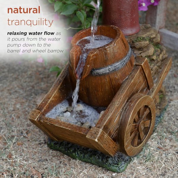 Alpine Corporation ZEN409S 24" Indoor/Outdoor Floor Tiered Barrels and Buckets Fountain, Rustic 4-Tier – Water Feature for Garden, Patio, and Home Décor, Brown - Image 37