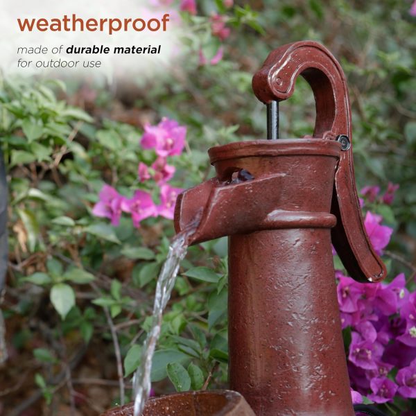 Alpine Corporation ZEN409S 24" Indoor/Outdoor Floor Tiered Barrels and Buckets Fountain, Rustic 4-Tier – Water Feature for Garden, Patio, and Home Décor, Brown - Image 38