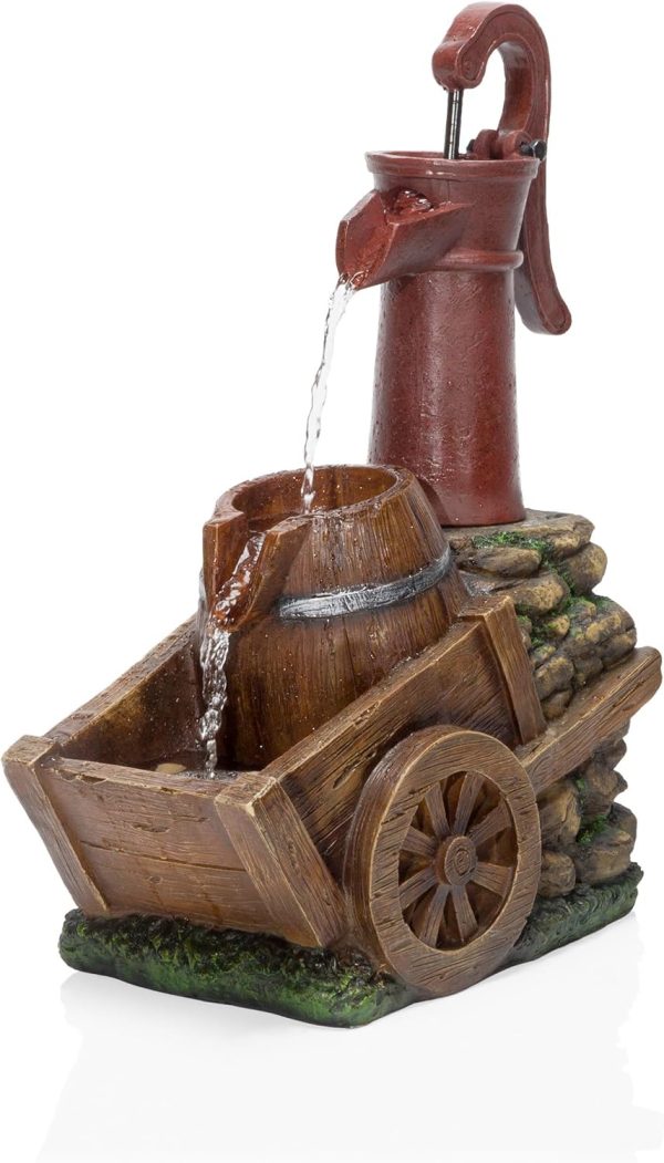 Alpine Corporation ZEN409S 24" Indoor/Outdoor Floor Tiered Barrels and Buckets Fountain, Rustic 4-Tier – Water Feature for Garden, Patio, and Home Décor, Brown - Image 40