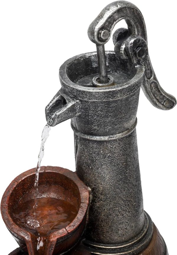 Alpine Corporation ZEN409S 24" Indoor/Outdoor Floor Tiered Barrels and Buckets Fountain, Rustic 4-Tier – Water Feature for Garden, Patio, and Home Décor, Brown - Image 52