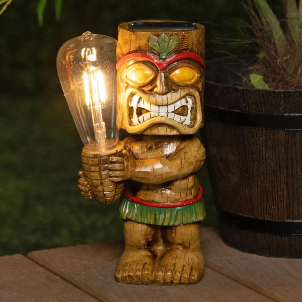 Alpine Corporation GIL838 Outdoor Floor 3-Tiered Soothing Polynesian Tiki Head Bowl Waterfall Fountain, 29", Brown - Image 12