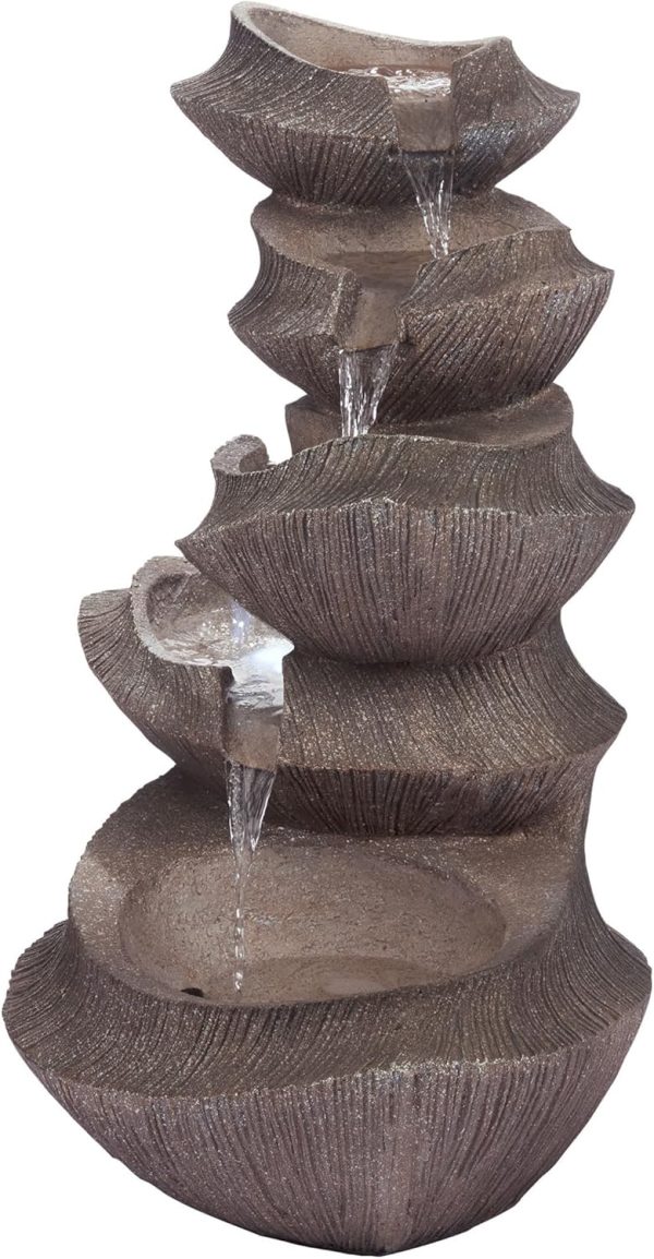 Alpine Corporation WIN582 22" Outdoor 3-Tier Rock Waterfall Fountain with LED Lights for Garden, Patio, Yard, and Porch Decor, Natural Stone Look, Gray - Image 12