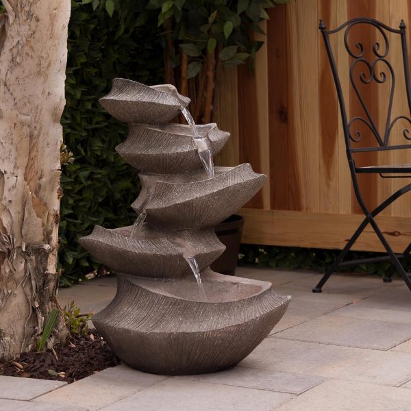 Alpine Corporation WIN582 22" Outdoor 3-Tier Rock Waterfall Fountain with LED Lights for Garden, Patio, Yard, and Porch Decor, Natural Stone Look, Gray - Image 14