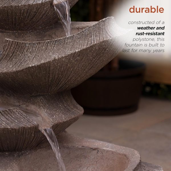 Alpine Corporation WIN582 22" Outdoor 3-Tier Rock Waterfall Fountain with LED Lights for Garden, Patio, Yard, and Porch Decor, Natural Stone Look, Gray - Image 16