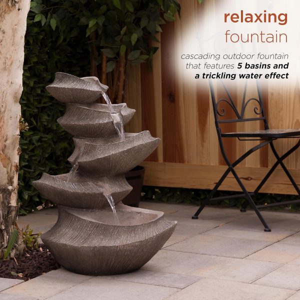 Alpine Corporation WIN582 22" Outdoor 3-Tier Rock Waterfall Fountain with LED Lights for Garden, Patio, Yard, and Porch Decor, Natural Stone Look, Gray - Image 17