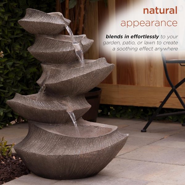 Alpine Corporation WIN582 22" Outdoor 3-Tier Rock Waterfall Fountain with LED Lights for Garden, Patio, Yard, and Porch Decor, Natural Stone Look, Gray - Image 18