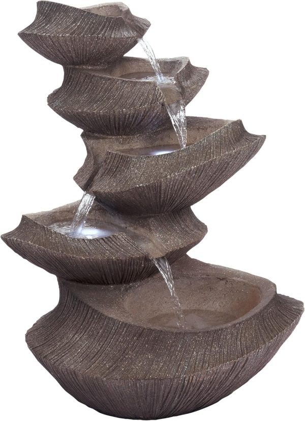 Alpine Corporation WIN582 22" Outdoor 3-Tier Rock Waterfall Fountain with LED Lights for Garden, Patio, Yard, and Porch Decor, Natural Stone Look, Gray - Image 19