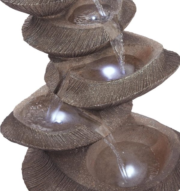 Alpine Corporation WIN582 22" Outdoor 3-Tier Rock Waterfall Fountain with LED Lights for Garden, Patio, Yard, and Porch Decor, Natural Stone Look, Gray - Image 20