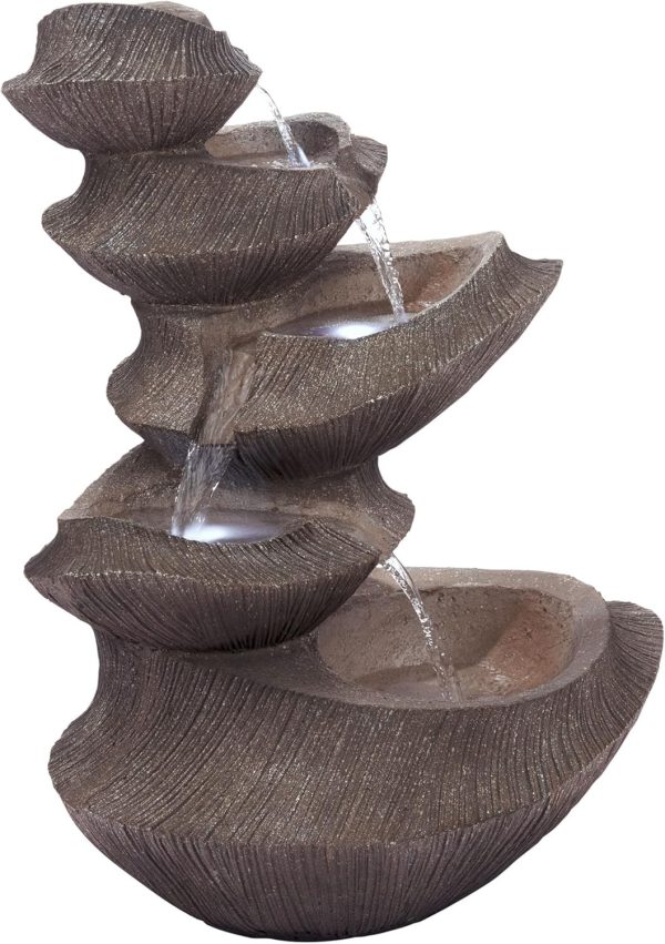 Alpine Corporation WIN582 22" Outdoor 3-Tier Rock Waterfall Fountain with LED Lights for Garden, Patio, Yard, and Porch Decor, Natural Stone Look, Gray - Image 22