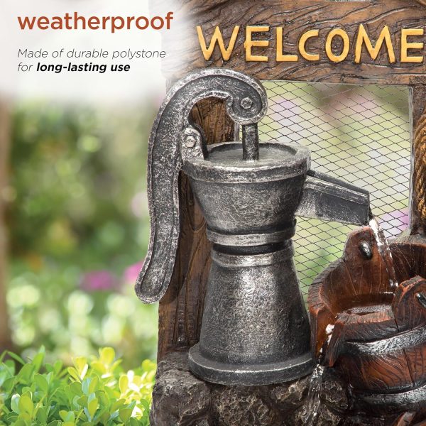 Alpine Corporation - Outdoor Rustic 2-Tiered Barrel and Pump Water Fountain – Bronze Finish, Relaxing Water Flow, Ideal for Garden, Patio, & Yard Décor, 27"H - Image 8