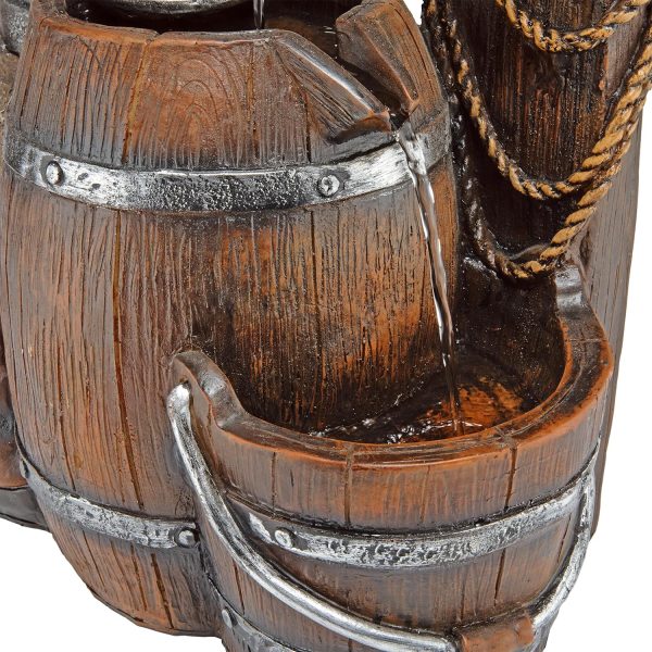 Alpine Corporation - Outdoor Rustic 2-Tiered Barrel and Pump Water Fountain – Bronze Finish, Relaxing Water Flow, Ideal for Garden, Patio, & Yard Décor, 27"H - Image 31