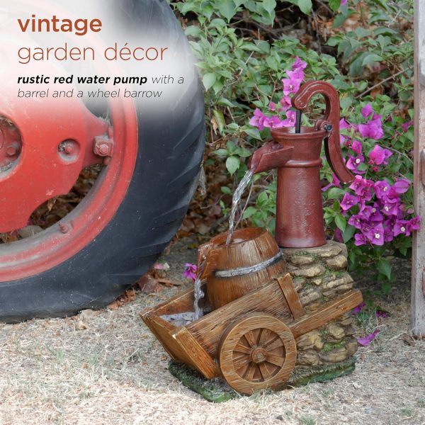 Alpine Corporation - Outdoor Rustic 2-Tiered Barrel and Pump Water Fountain – Bronze Finish, Relaxing Water Flow, Ideal for Garden, Patio, & Yard Décor, 27"H - Image 34
