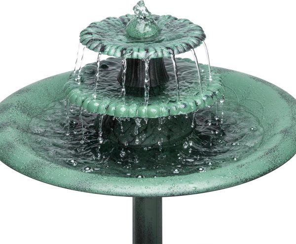 Alpine Corporation TEC106 Outdoor 3 Tiered Pedestal Water Fountain and Birdbath for Garden, Patio, Yard, and Deck, 35" Tall, Green - Image 8